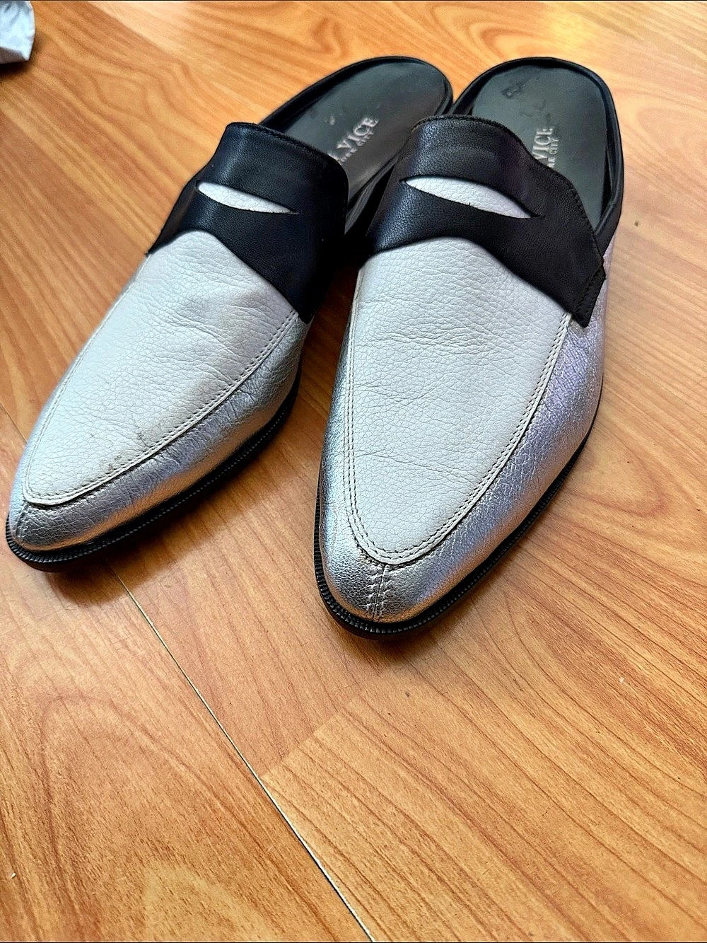 Modern Vice Two-Tone Slip-On Mules Black & Silver EU 38